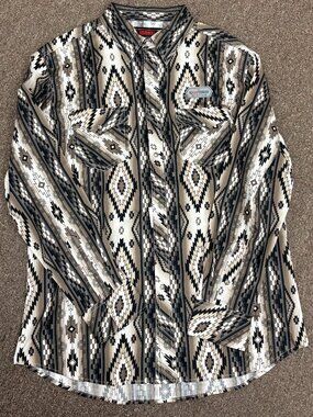Rock & Roll Men's Long Sleeve Aztec Print Snap Shirts - Black & Tan